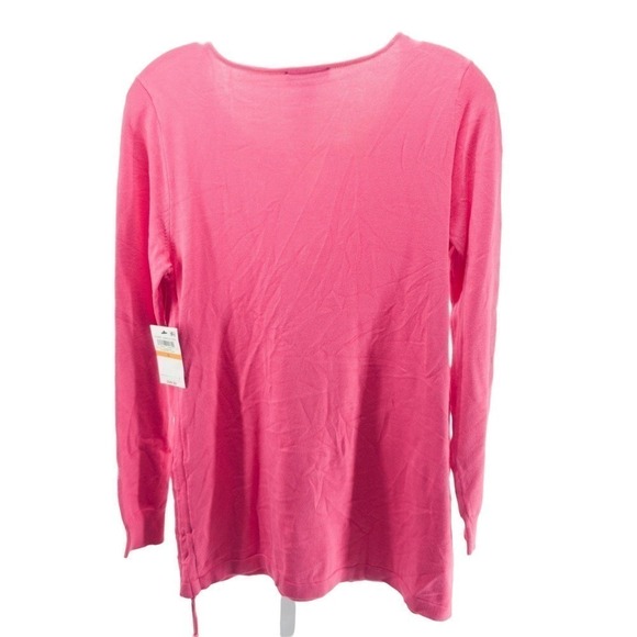 Thalia Sodi Ruched Keyhole Sweater Raspberry Pink S - Picture 3 of 5